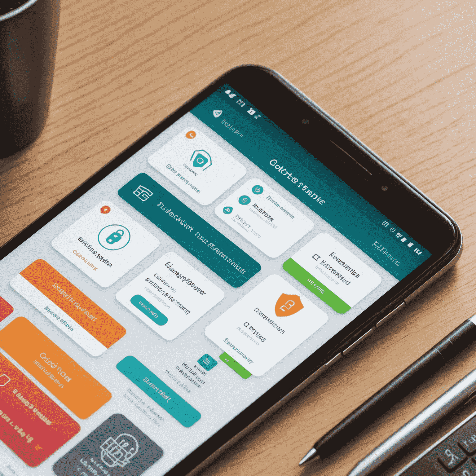 A secure digital transaction interface of AppCardles, showing multiple layers of security measures such as encryption, biometric authentication, and real-time fraud detection