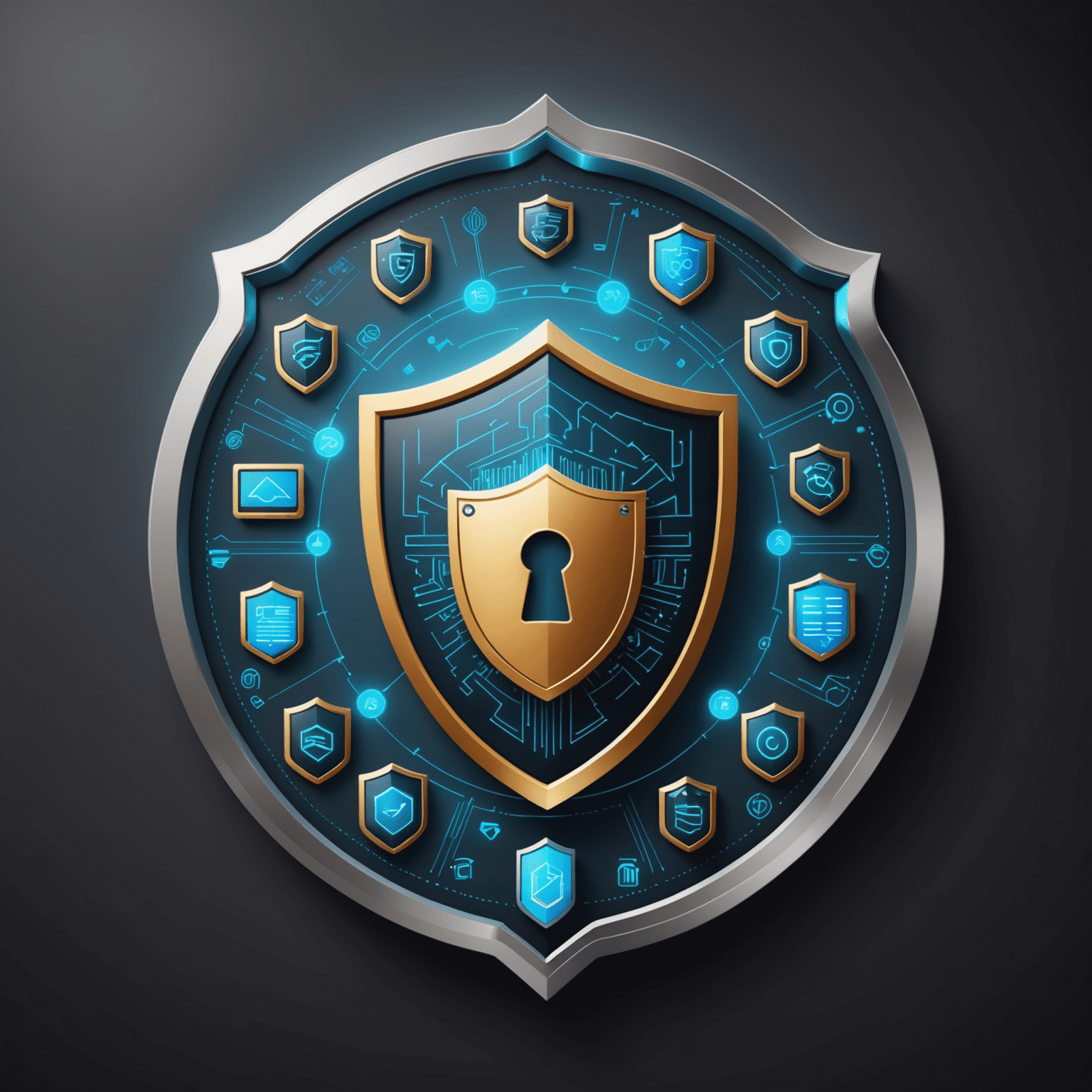 A visual representation of digital security measures, including encryption symbols, biometric authentication icons, and a shield protecting financial data, illustrating AppCardles' top-notch security in digital transactions