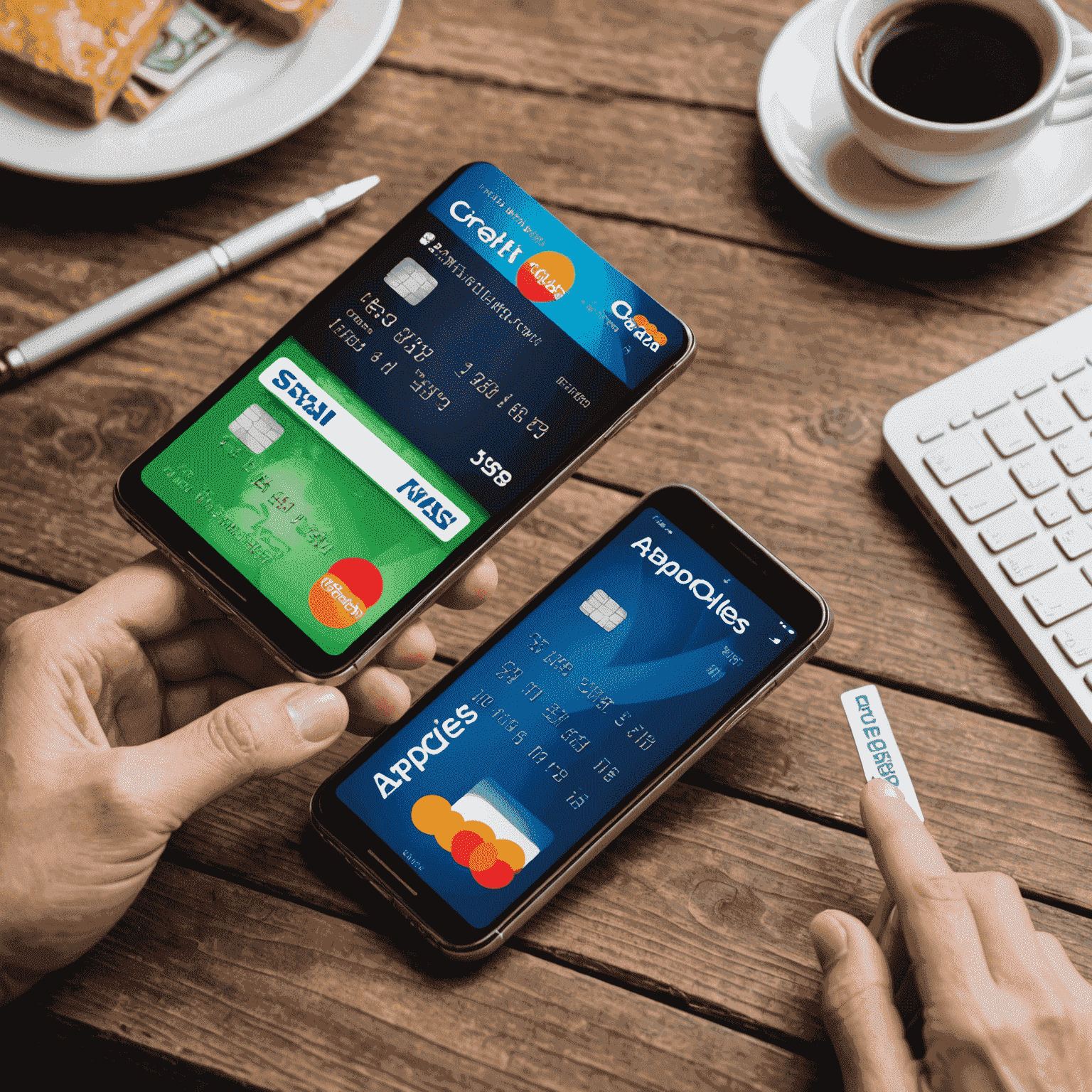 A split-screen image comparing traditional payment methods (credit cards, cash) with AppCardles digital interface, highlighting the differences and advantages of the cardless solution